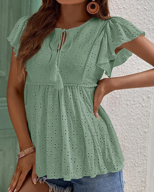 R&B | Hohles Jacquard-Oberteil mit Fransen