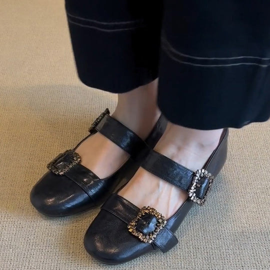 Damen Mary Jane Ballerinas mit funkelnden Schmuckdetails R&B