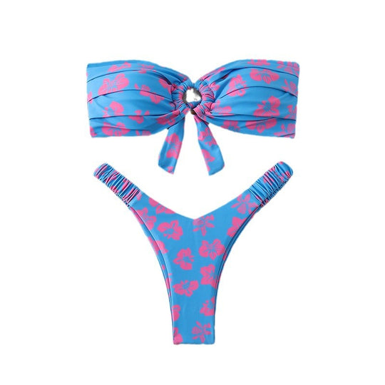 Damen Bandeau-Bikini mit raffiniertem Blumenmuster R&B