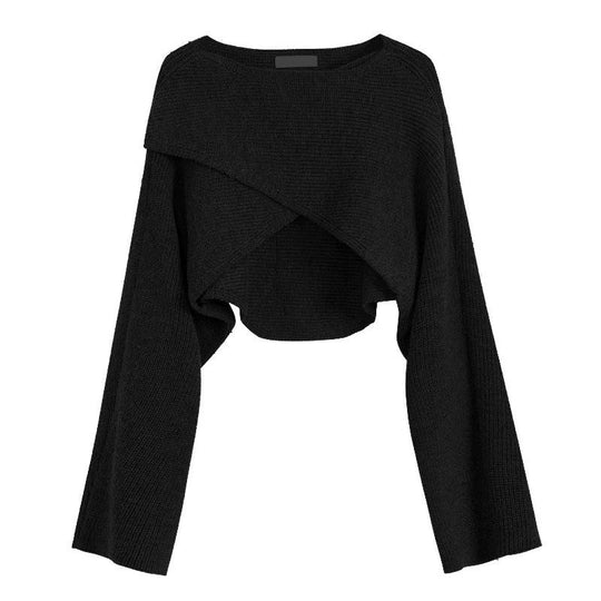 Damen lässiger Cropped-Pullover mit asymmetrischem Schnitt und strukturierter Oberfläche R&B