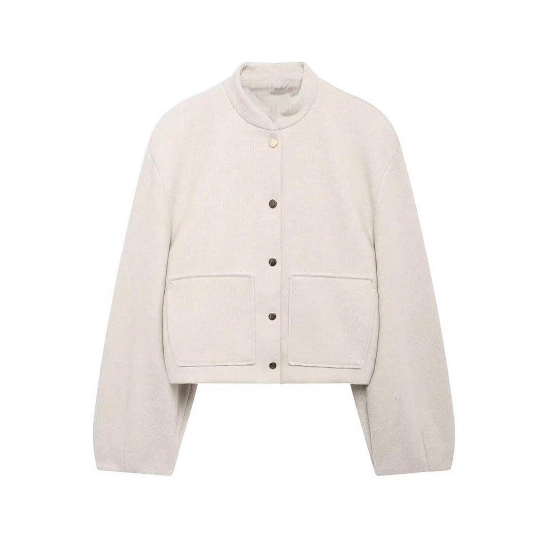 Damen modische kurz geschnittene Jacke mit praktischen Taschen R&B