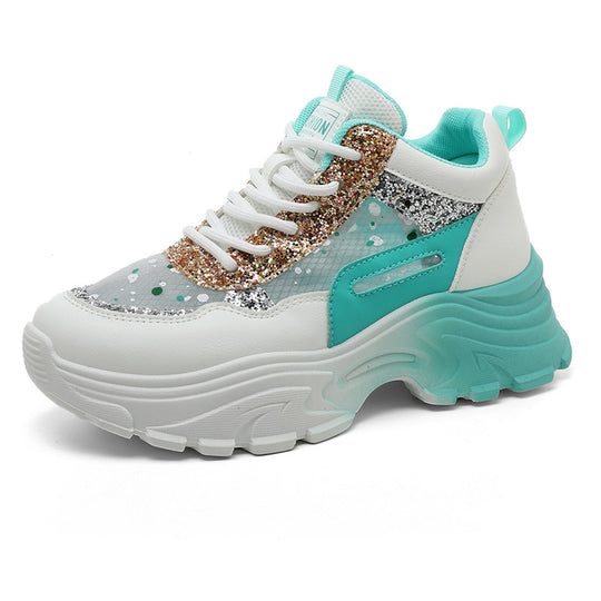 Damen Trendige Chunky Sneakers mit glitzernden Akzenten und ausgeprägtem Sohlenprofil R&B