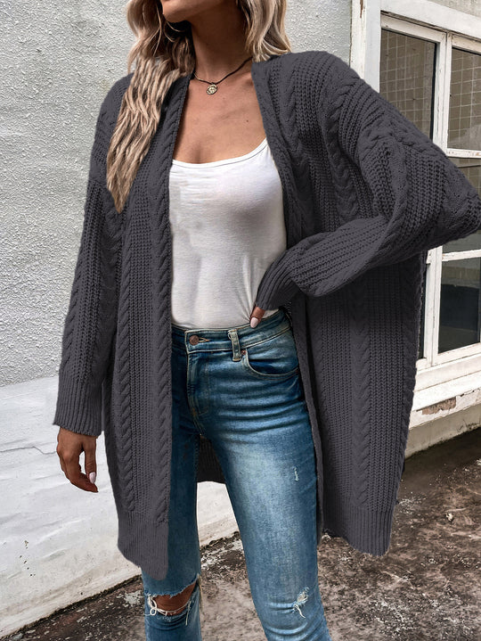 Damen Grobstrick Cardigan mit weitem Schnitt und strukturierter Optik R&B