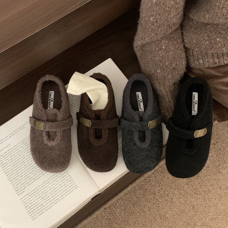Damen Hausschuhe aus hochwertigem Filz mit verstellbarem Riemen R&B