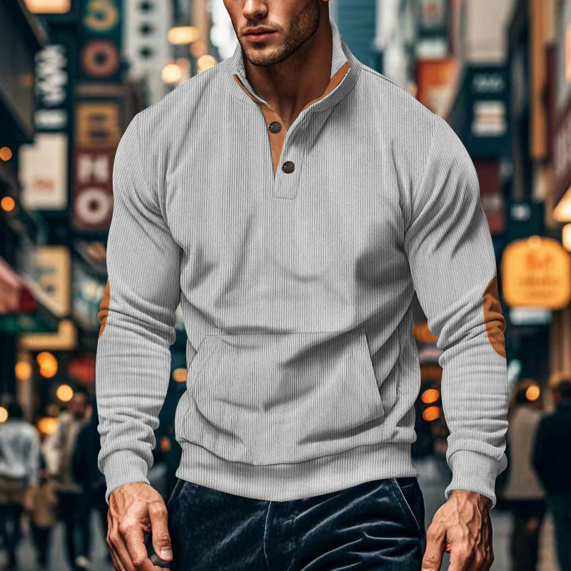 Herren stilvolles Langarm Kapuzenshirt mit modernem Strukturdesign und eleganten Akzenten R&B
