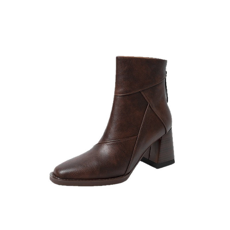 Damen elegante Stiefeletten mit modischem Blockabsatz und seitlichem Reißverschluss R&B