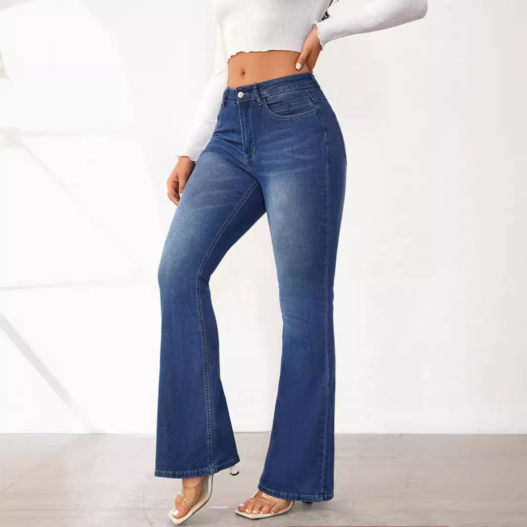 Damen Bootcut Jeans im Vintage-Stil mit hoher Taille R&B