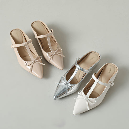 Damen Sling-Ballerinas mit eleganter Schleifen-Applikation und modischer Riemchenführung R&B