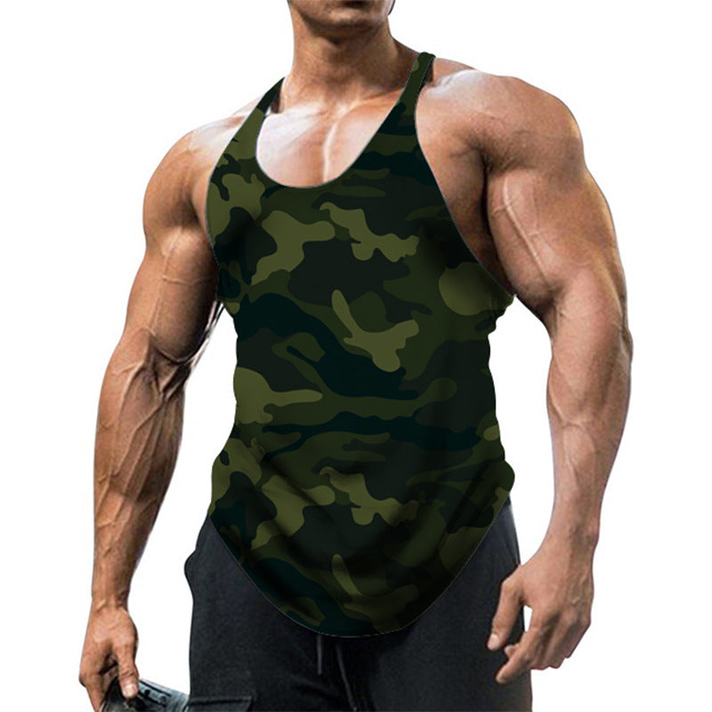 Herren ärmelloses Fitnessshirt im modernen Camouflage-Design R&B