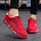 Damen nan Canvas-Sneaker mit dekorativer Print-Plateausohle und Herzlinien-Stickerei R&B