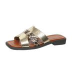 Damen Sandalen im R&Brnen Tierprint mit elegantem Metallic-Finish R&B