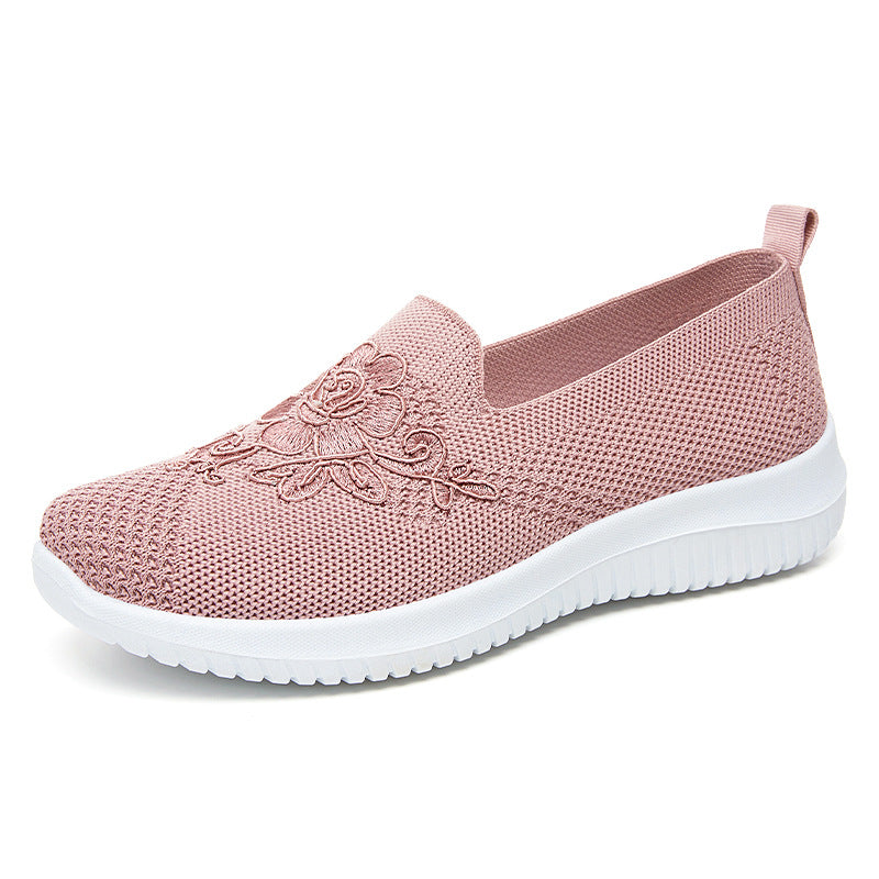 Damen Bequeme Slip-On Sneakers mit dekorativem Blumenmuster R&B