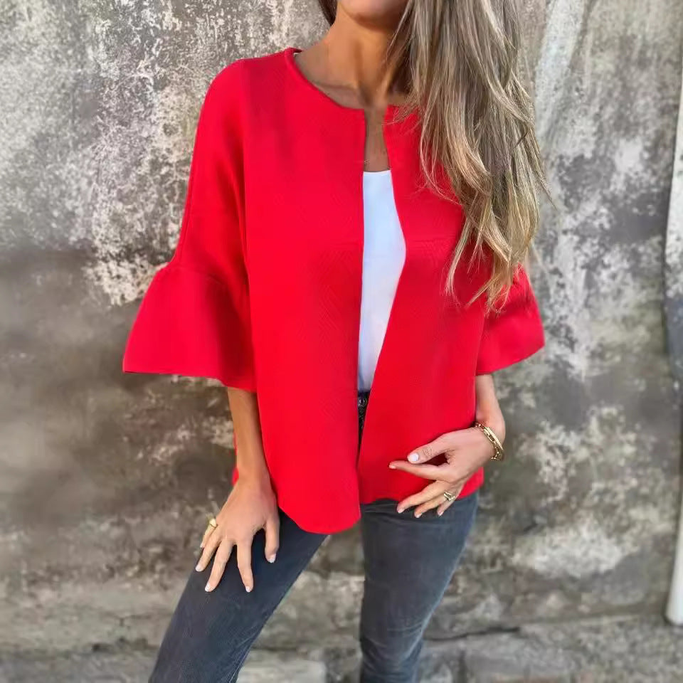 Damen Modische Strickjacke mit weitem Ärmel R&B