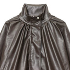 Damen Kunstlederjacke mit voluminösen Ärmeln und gewelltem Design R&B