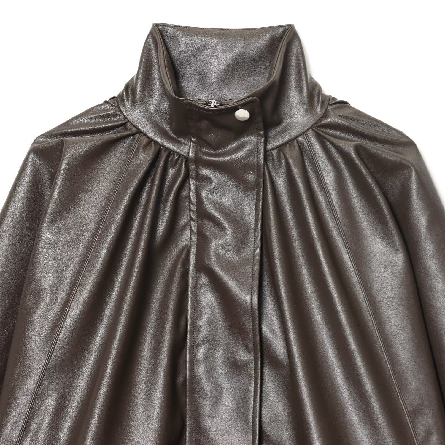 Damen Kunstlederjacke mit voluminösen Ärmeln und gewelltem Design R&B