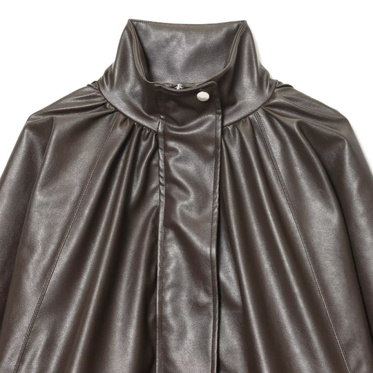 Damen Kunstlederjacke mit voluminösen Ärmeln und gewelltem Design R&B