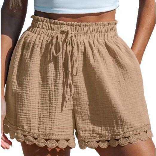 Damen Sommerliche Shorts mit Spitzenbesatz R&B
