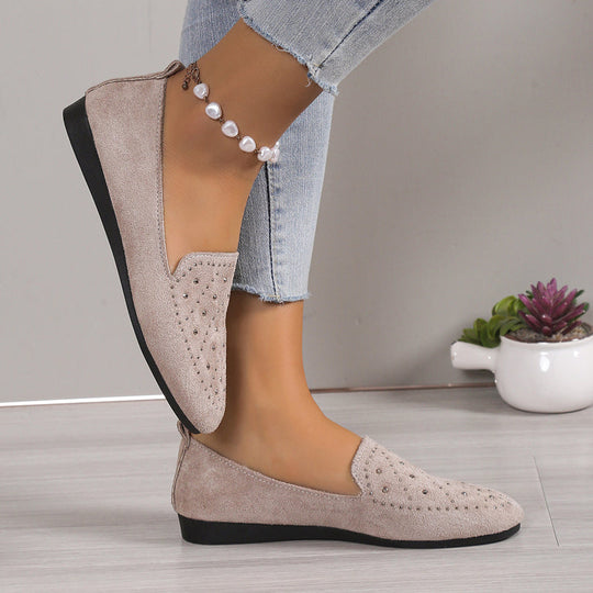 Flache Schuhe, verziert mit Strasssteinen R&B