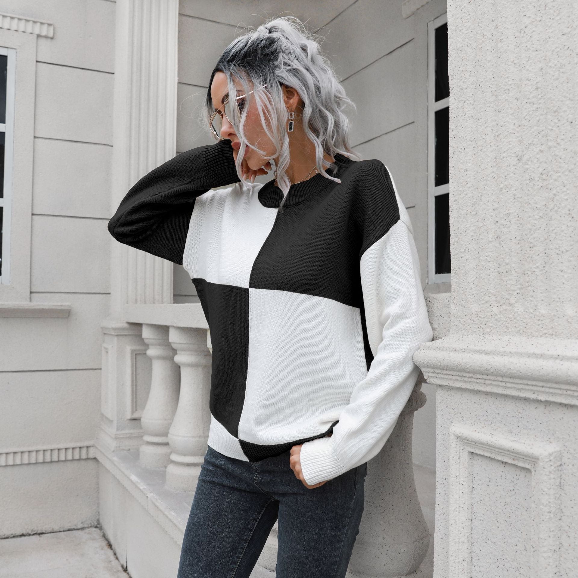 Damen Lässiger Pullover mit Blockstreifen-Design und bequemem Schnitt R&B