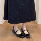 Damen Ballerinas mit glanzvoller Oberfläche und dekorativem Schleifendetail