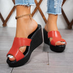 Damen Wedge-Pantoletten mit modischem Cut-Out-Design und rutschfester Sohle R&B