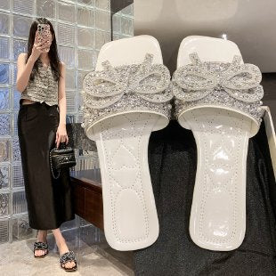 Damen Glitzernde Riemchen-Sandalen mit dekorativer Schleifenverzierung R&B