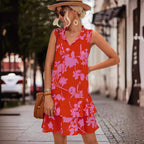 Damen Sommerliches Wassertropfen-Kleid mit fließendem Schnitt und Rüschen R&B