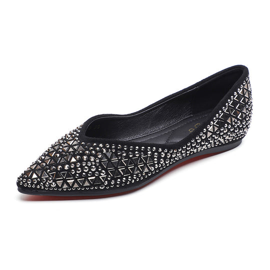 Damen elegante Ballerinas mit funkelnden Strassapplikationen R&B