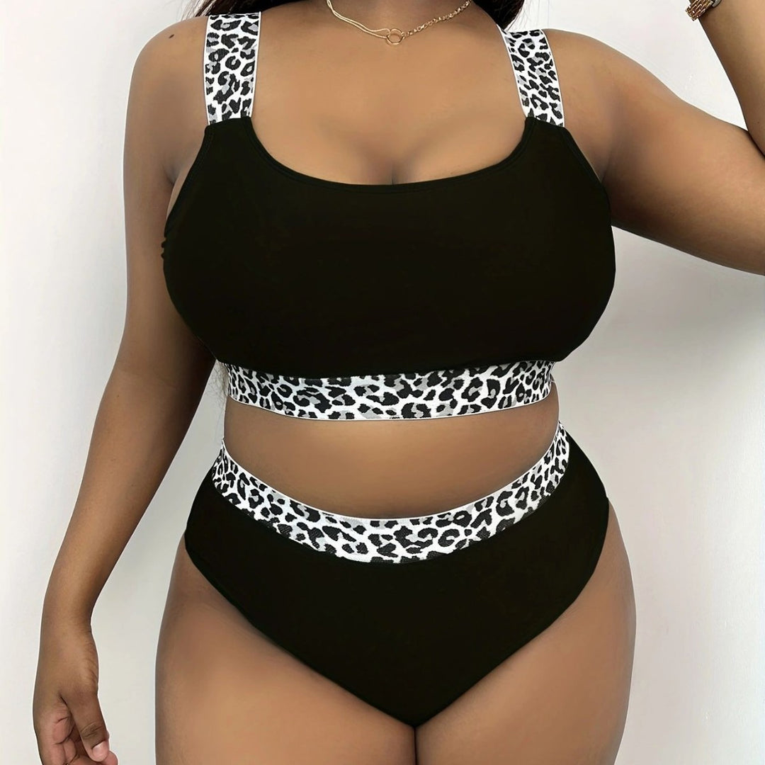 Damen Hochgeschnittenes Bikini-Set mit trendigem Tiermuster R&B
