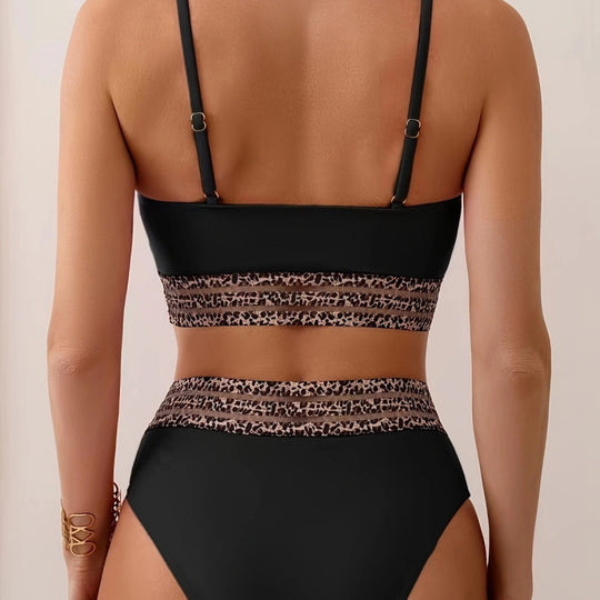 Damen Bikini-Set mit stylischem hohen Bund und modischem Animal-Design R&B
