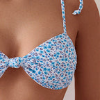 Damen Triangel-Bikini mit floralem Design und verstellbaren Trägern