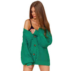 Damen Grobstrick Cardigan mit V-Ausschnitt und Knopfdetails R&B