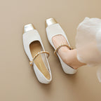 Damen elegante Ballerinas mit modischem Riemen und Glanzdetail