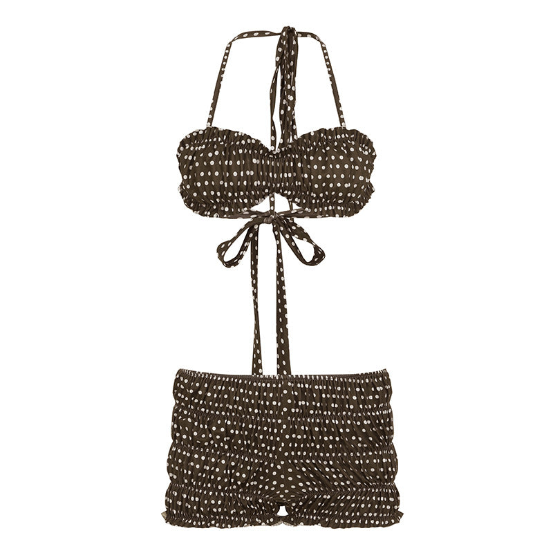 Damen Bikini-Set mit gepunktetem Design und verspielten Rüschendetails R&B