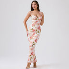 Damen Elegantes figurbetontes Maxikleid mit floralem Design R&B