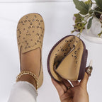 Damen Riemchen-Pantoletten mit luftiger Blumenperforation R&B