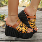Damen Wedge-Sandaletten mit animalischem Design und komfortablem Fußbett R&B