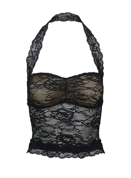 Damen Spitzen-Bustier mit romantischem Häkelmuster und verstellbaren Trägern R&B