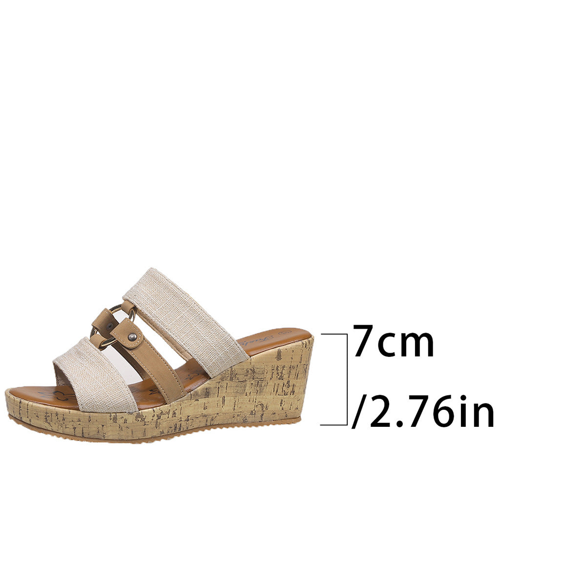 Damen Wedge-Sandalen mit dekorativem Riemen und Kork-Optik R&B