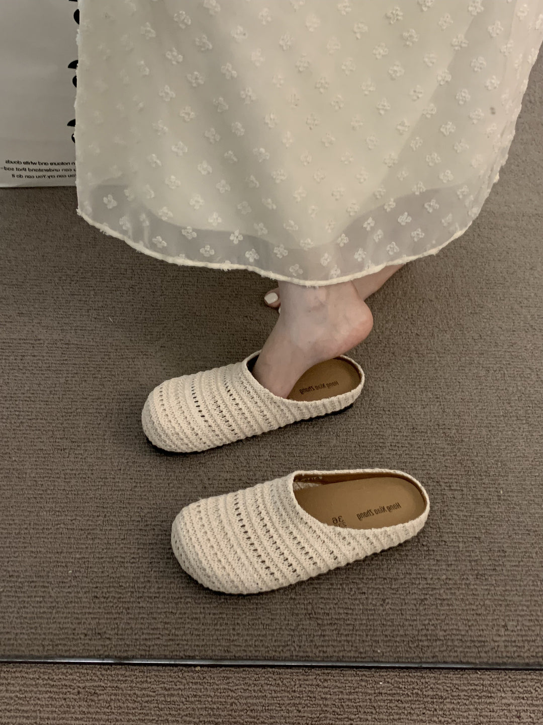 Damen bequeme Slipper aus atmungsaktivem Textilmaterial R&B