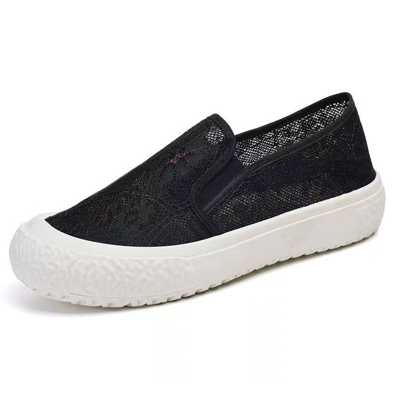 Damen Leichte Slip-On Sneakers mit atmungsaktivem Spitzendesign R&B