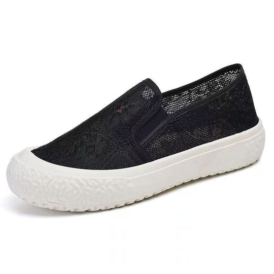 Damen Leichte Slip-On Sneakers mit atmungsaktivem Spitzendesign R&B