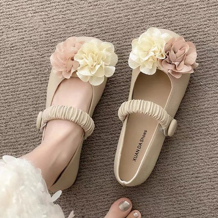 Damen Ballerinas mit floralem Dekor und elastischem Riemen R&B