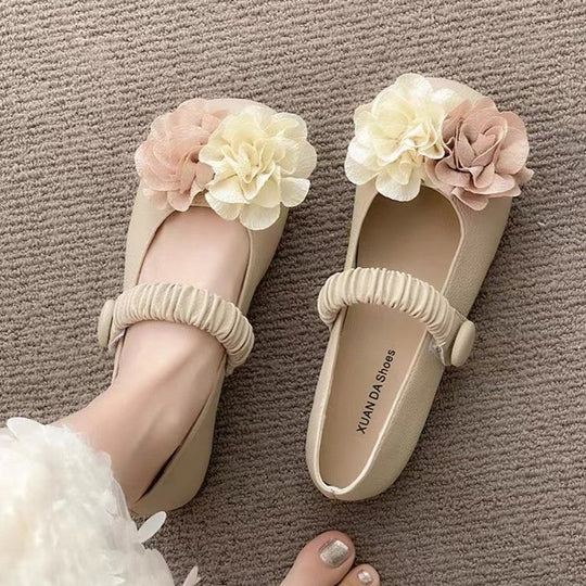 Damen Ballerinas mit floralem Dekor und elastischem Riemen R&B