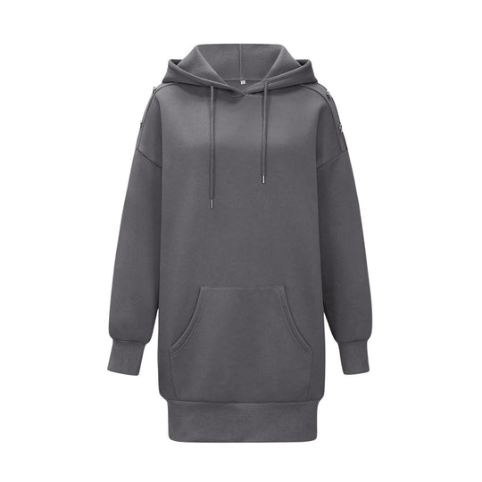 Damen Kapuzenkleid mit praktischen Seitentaschen und eleganten Druckknöpfen R&B