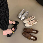 Damen elegante Ballerinas mit modischem Riemchen und stabiler Sohle R&B
