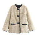 Damen Teddyjacke mit kontrastierenden Taschen und Knopfdetails R&B
