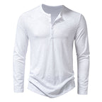 Herren Langarmshirt mit knopflosem V-Ausschnitt und atmungsaktivem Stoff R&B
