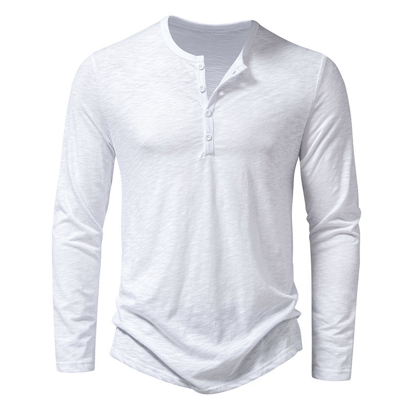 Herren Langarmshirt mit knopflosem V-Ausschnitt und atmungsaktivem Stoff R&B