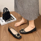 Damen elegante Ballerinas mit modischem Quadratverschluss R&B